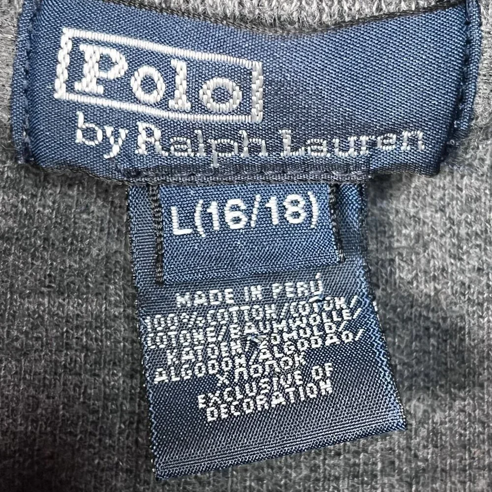 Polo Ralph Lauren Grey 1/4 Zip Pullover Youth Sweater‎ Sz Large (16/18)